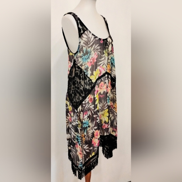 FRINGED FLORAL CHIFFON DRESS - Picture 5 of 9